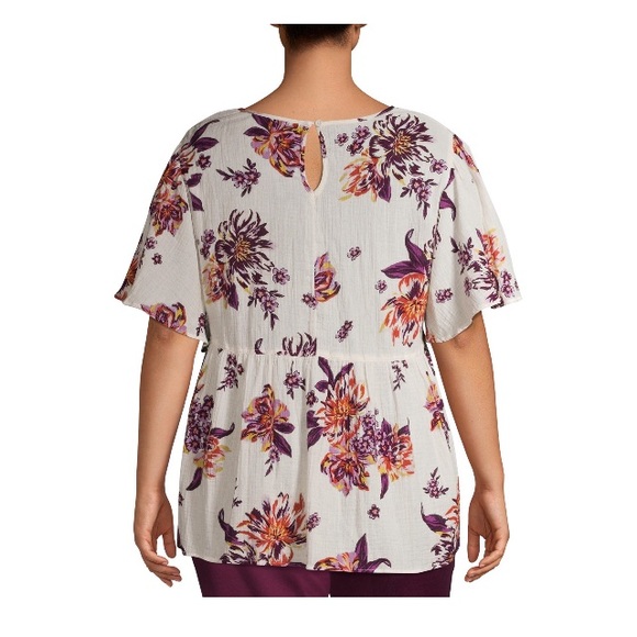 Terra & Sky Women's Plus Floral Print Babydoll Top - Picture 4 of 4